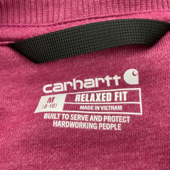 Carhartt Women's Relaxed Logo spell out Sleeve Graphic Sweatshirt Size M purple - Picture 3 of 11